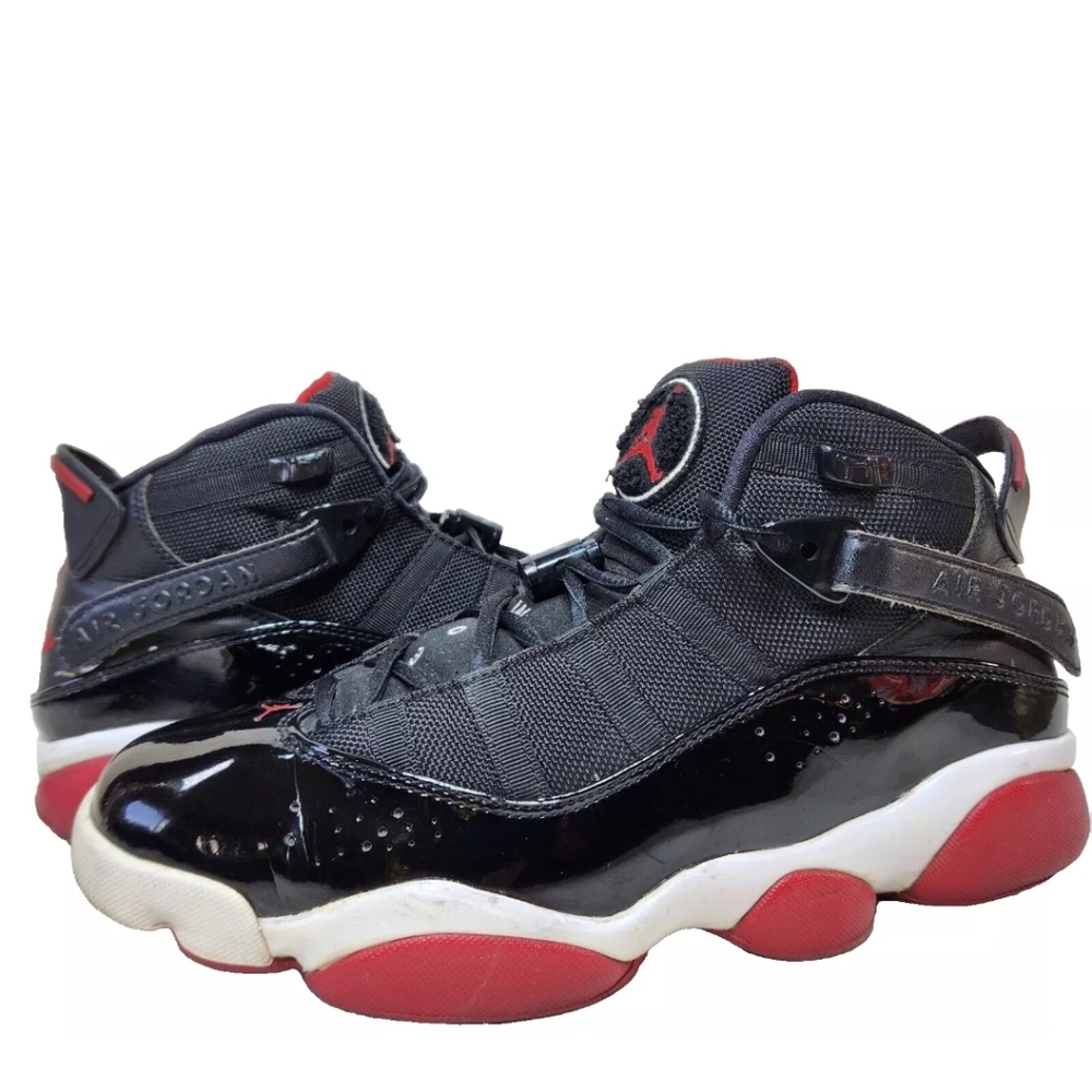 NIKE Jordan 6 Rings 'Bred' 2013 Sz 9 Patent Leather Black Red 322992-071